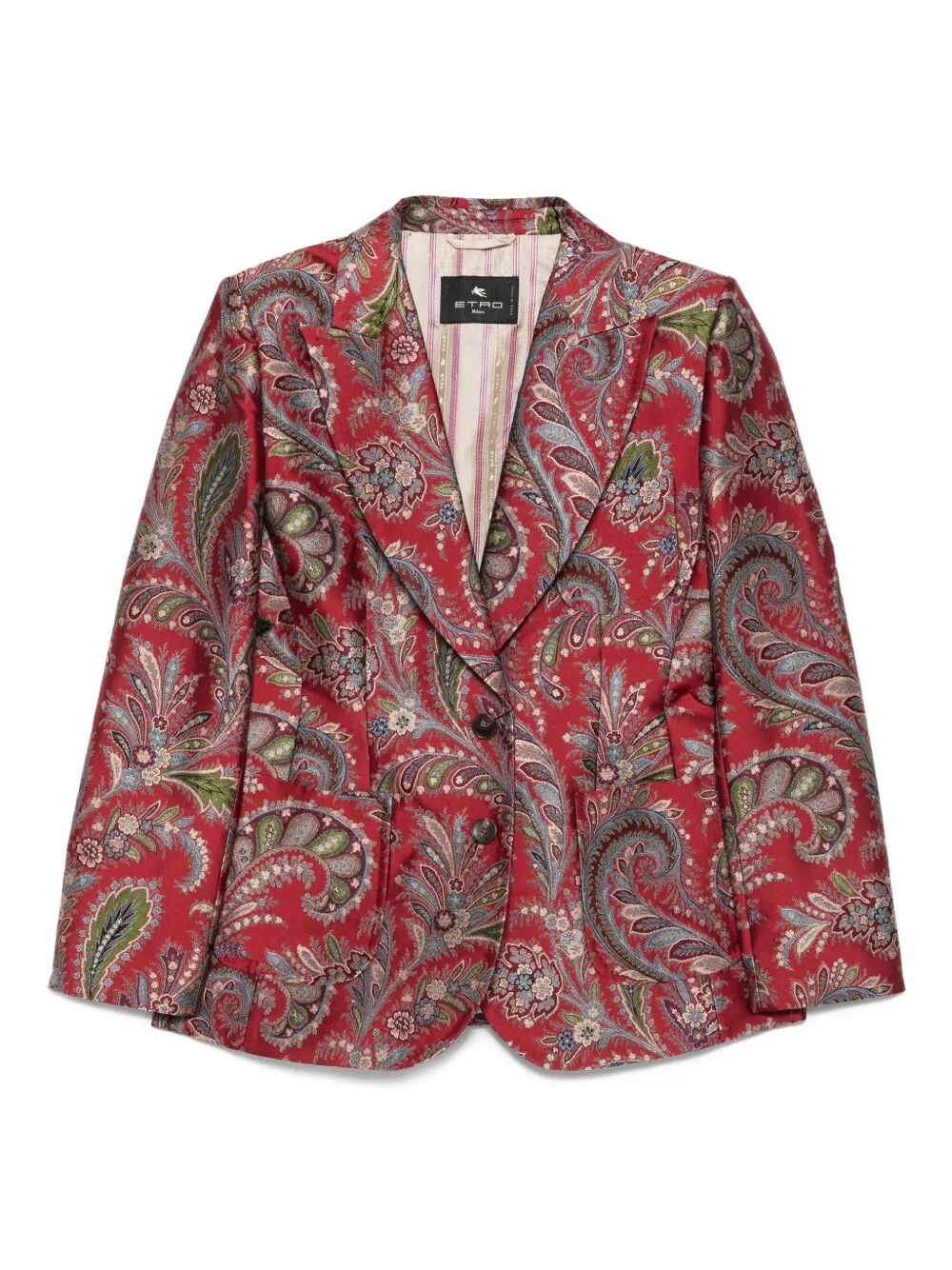 Etro Paisley-pattern Single-breasted Blazer In Red