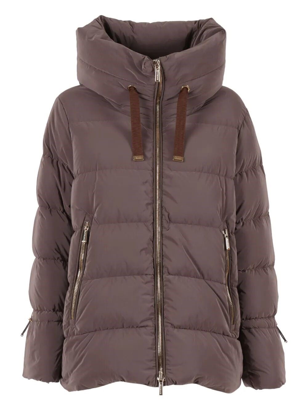 Moorer Gadia Hooded Puffer Jacket In Brown
