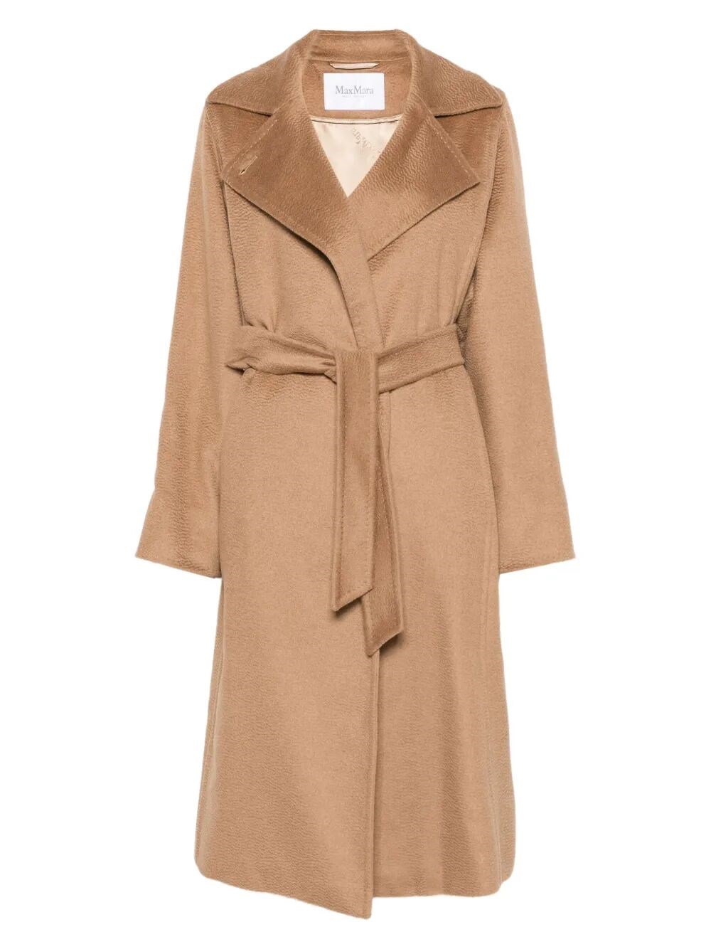 Max Mara Belted Notched-lapel Coat In Brown