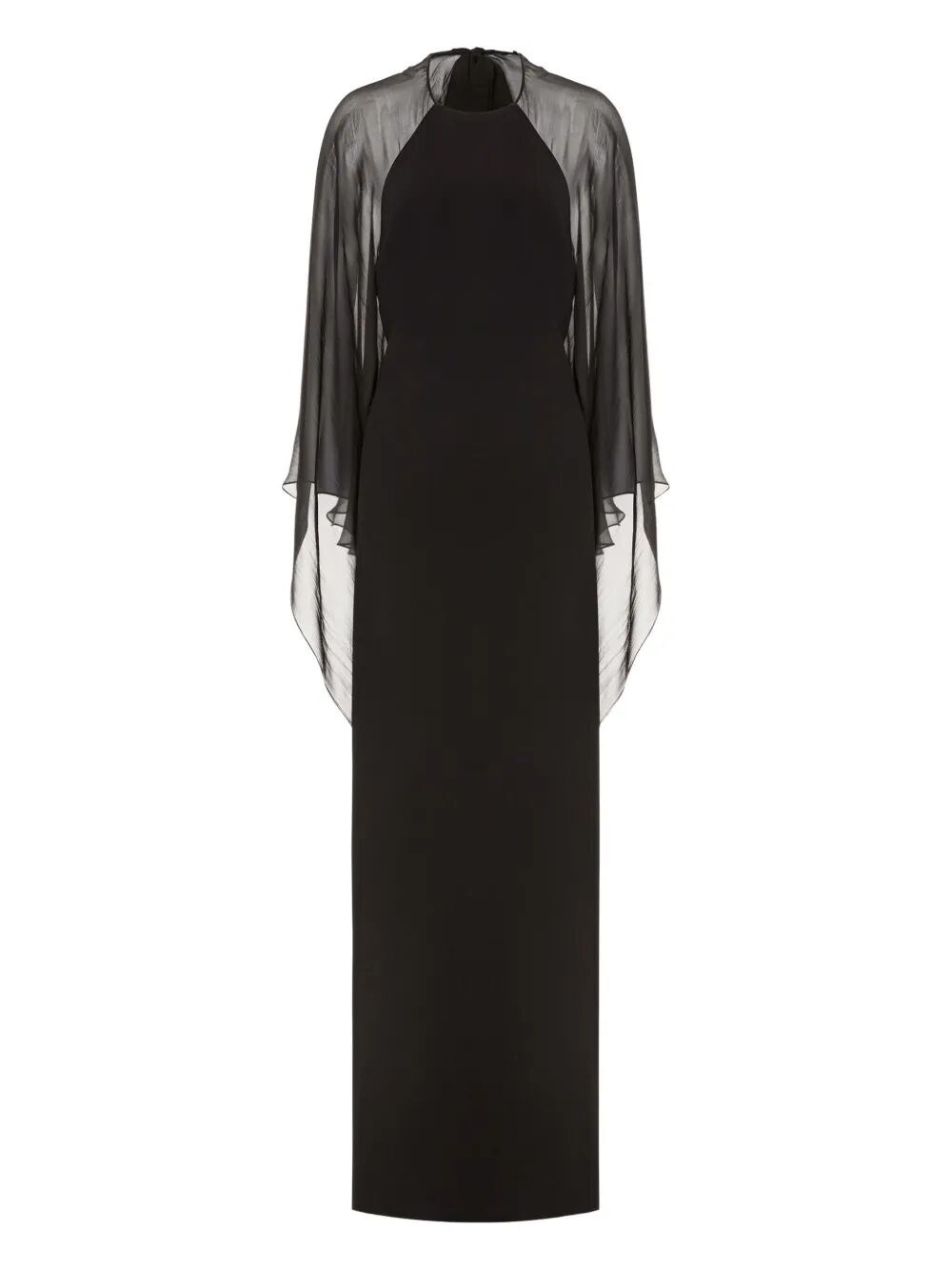 Alberta Ferretti Chiffon Cape Gown In Black