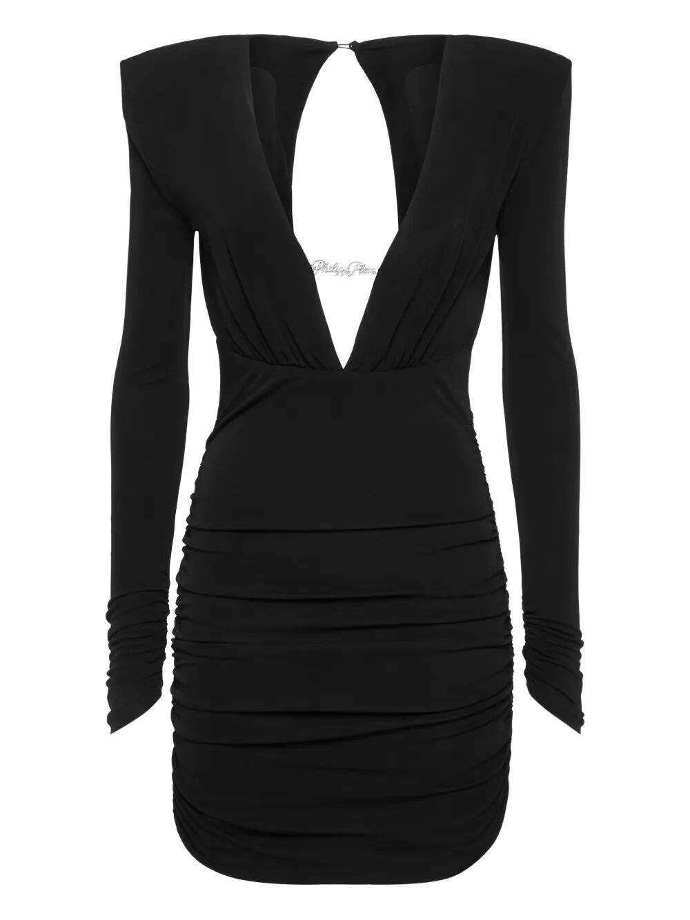Philipp Plein Plunging V-neck Mini Dress In Black