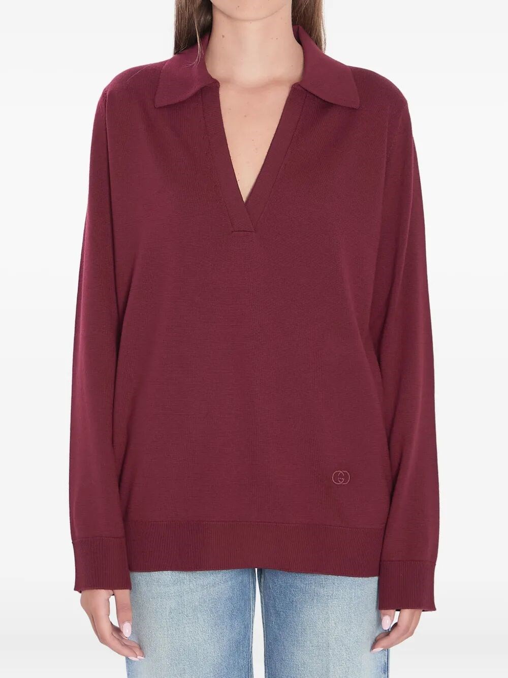 Gucci Extra Fine Wool Polo Top In Red