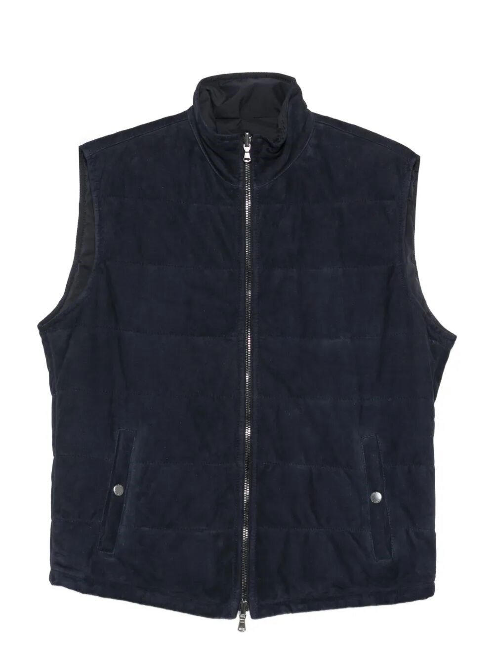 Barba Napoli Quilted Suede Gilet In Blue