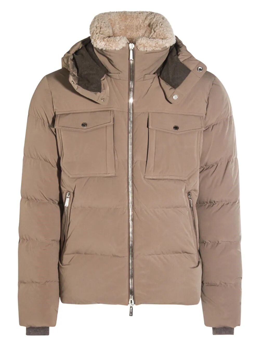 Moorer High Collar Long Sleeve Cotton Coat In Neutral