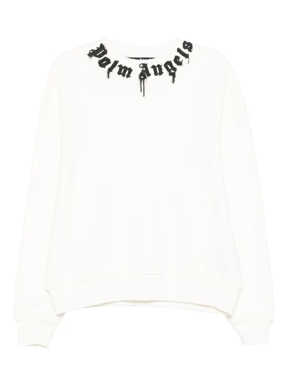 Palm Angels Classic Fit White Cotton T-shirt With Graphic Branding In White