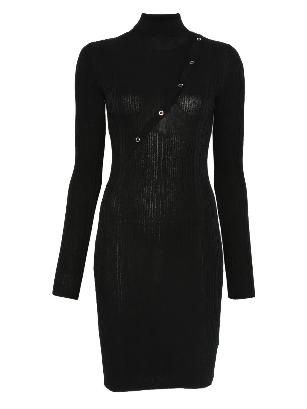 Patrizia Pepe Ribbed-knit Dress In Black