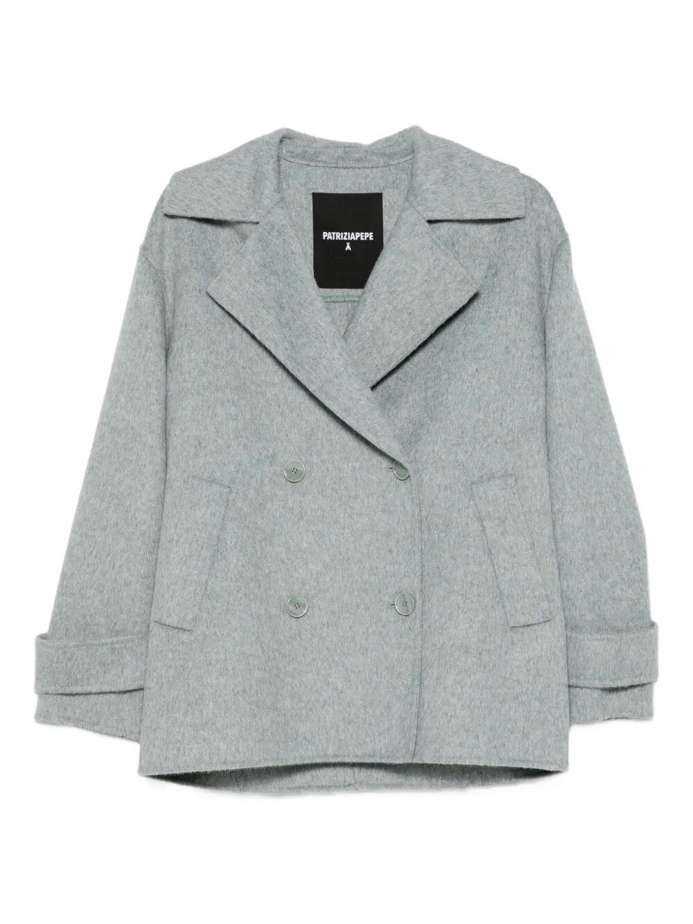 Patrizia Pepe Double-breasted Long-sleeve Jacket In Blue