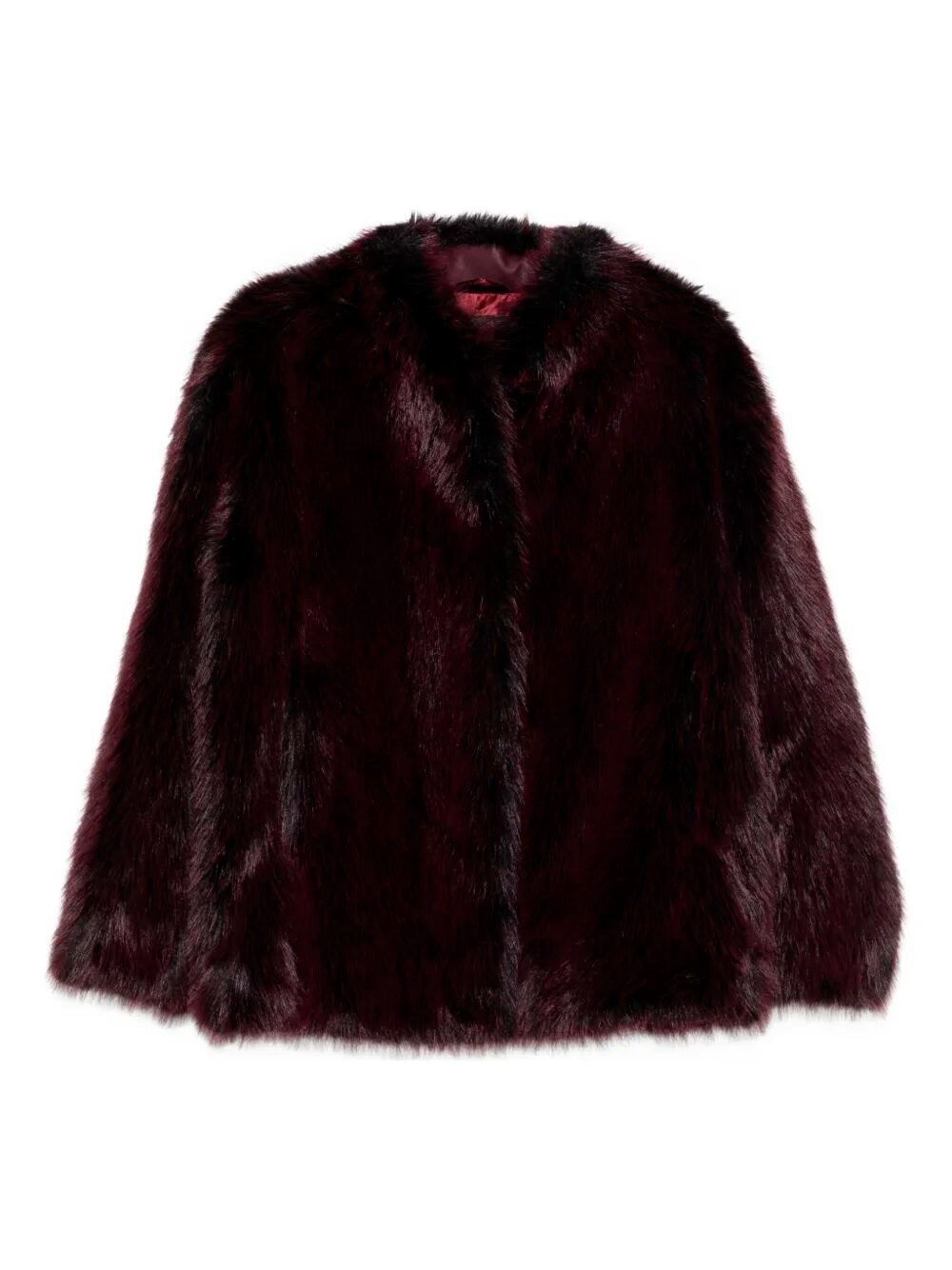 Patrizia Pepe Dropped-shoulder Faux-fur Jacket In Red