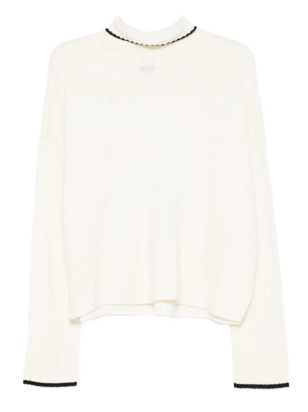 Pinko High Neck Knit Sweater In Wool In White