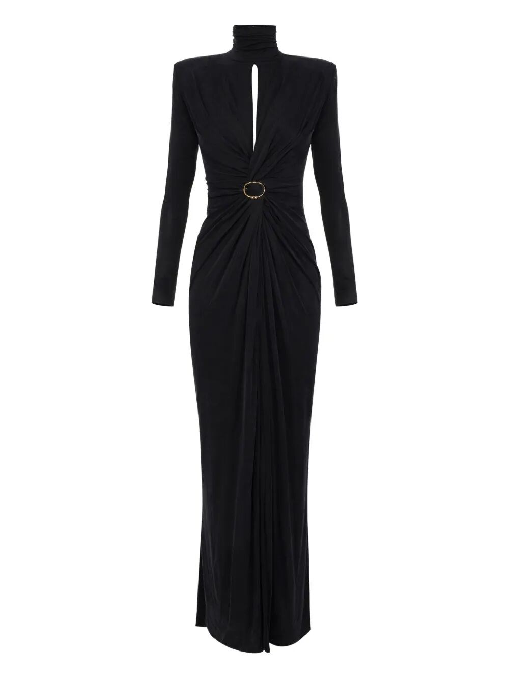 Elisabetta Franchi Red Carpet Dress With Drapes In Black