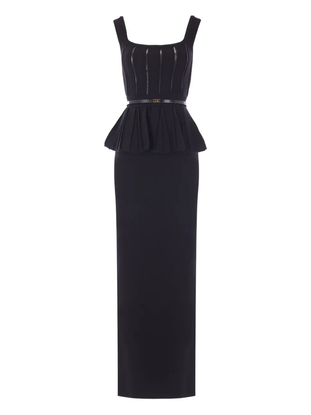 Elisabetta Franchi Knit Dress With Belt In Black