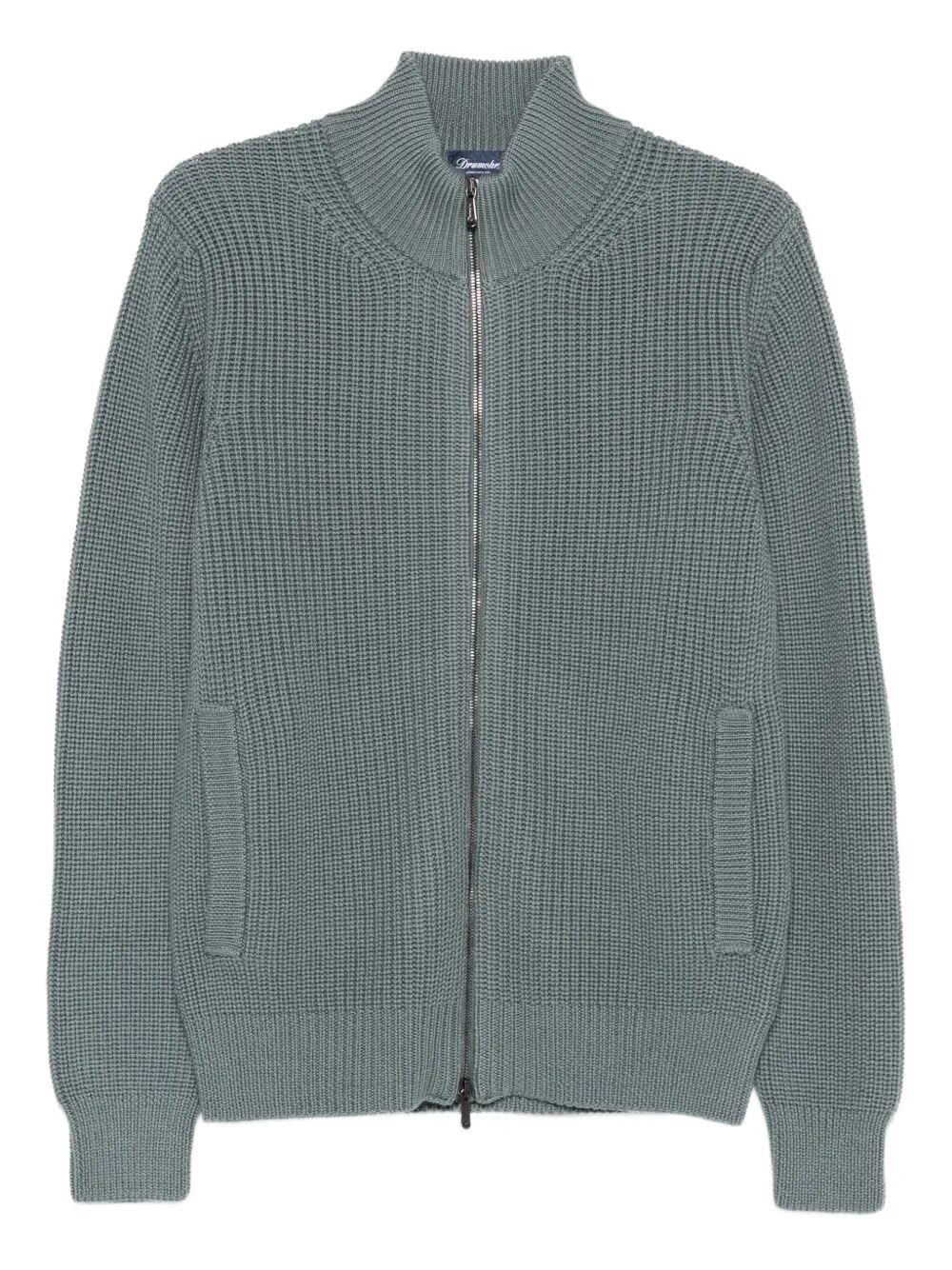 Drumohr Cardigan With Pockets And Zip In Green