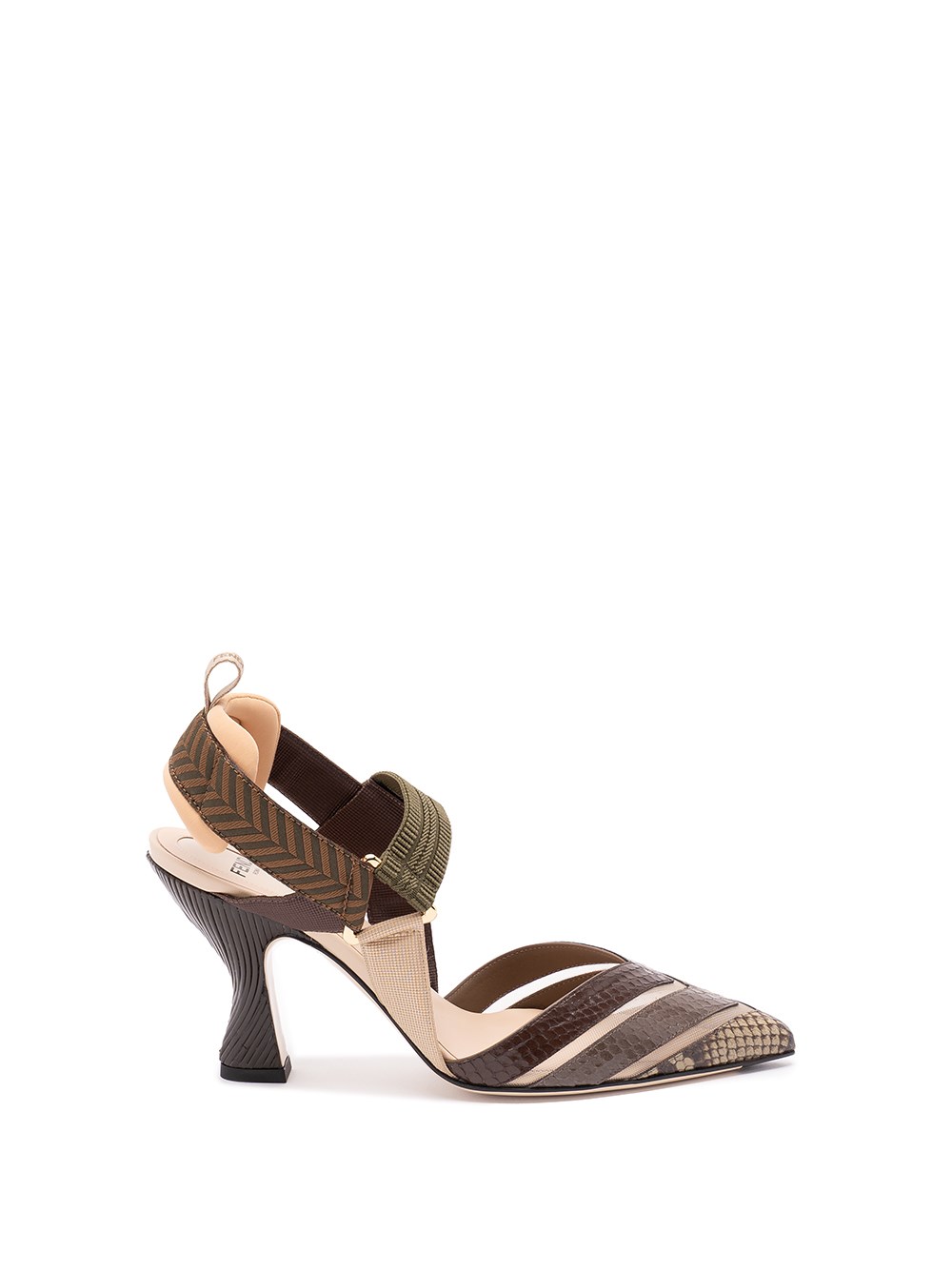 Fendi Colibri Mixed-media Iconic Slingback Pumps In Multi