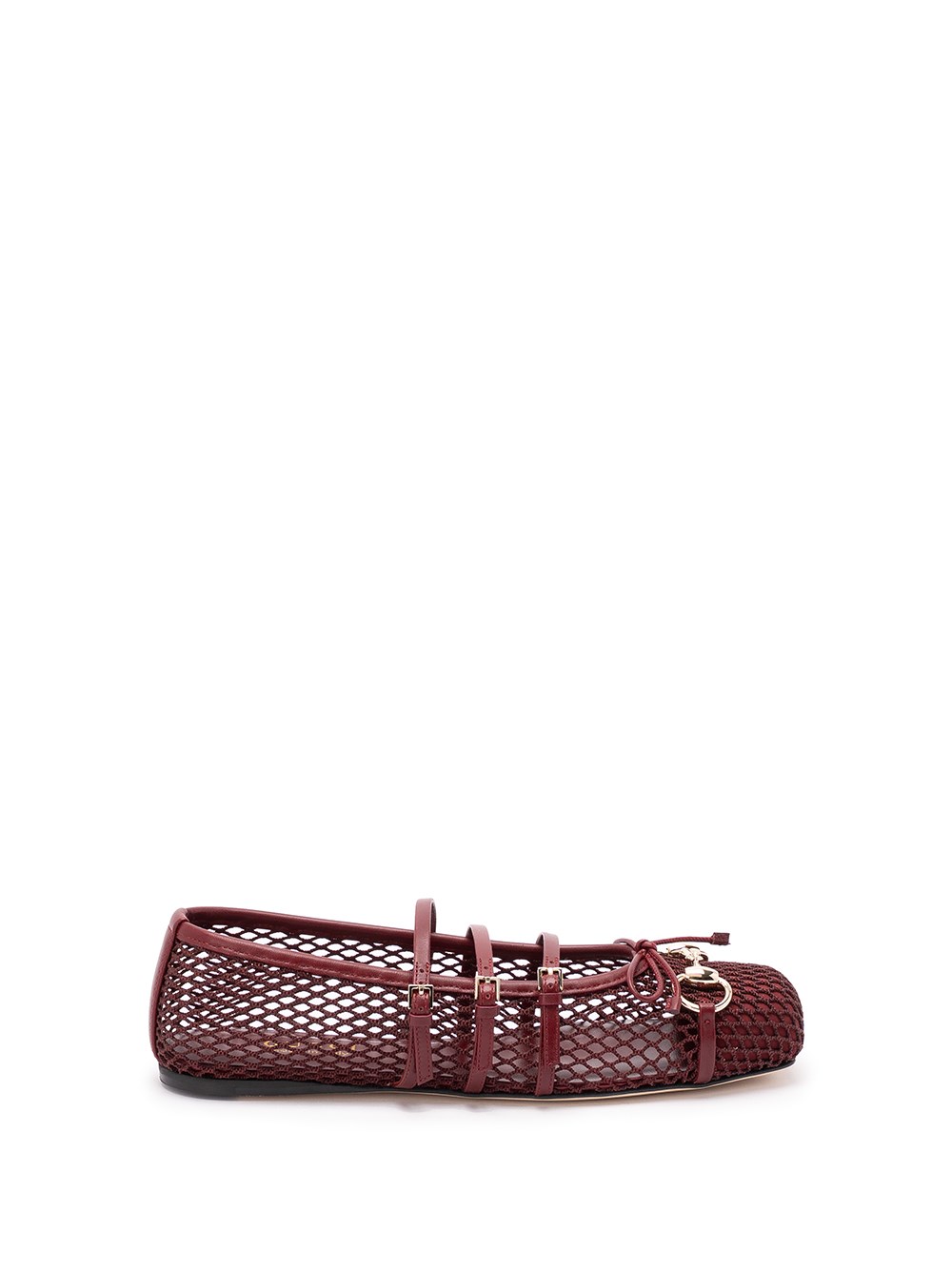 Gucci Mesh-panel Buckle Ballet Flats In Red