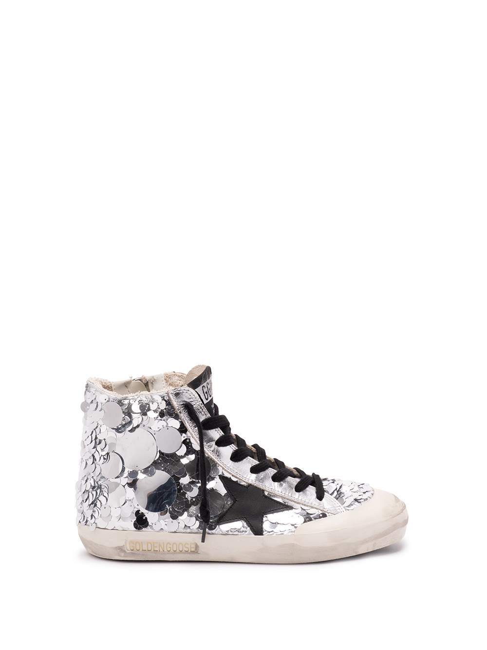 Golden Goose Francy Sequined High-top Sneakers In Neutral
