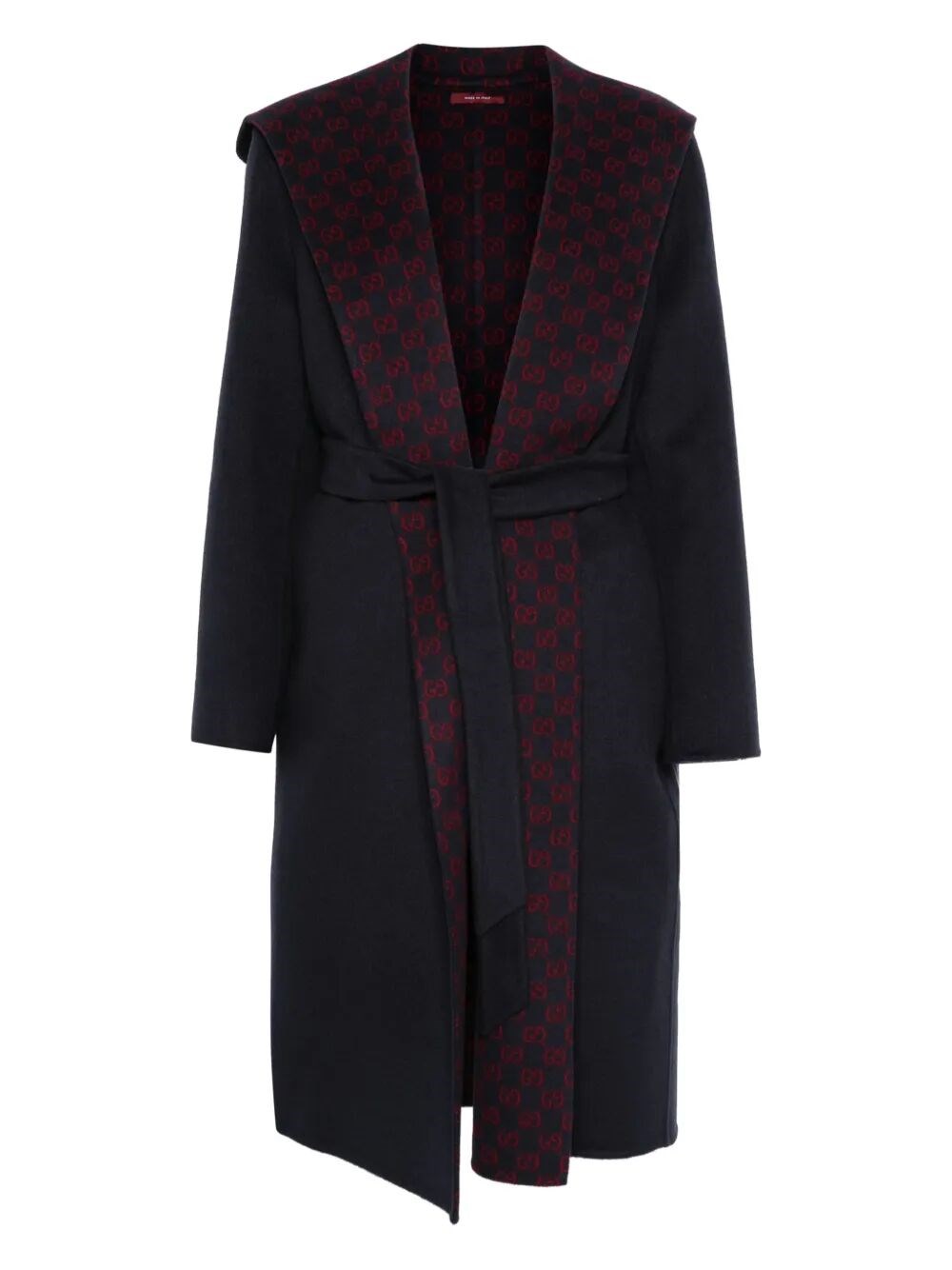 Gucci Reversible `gg` Silk Wool Blend Coat In Blue