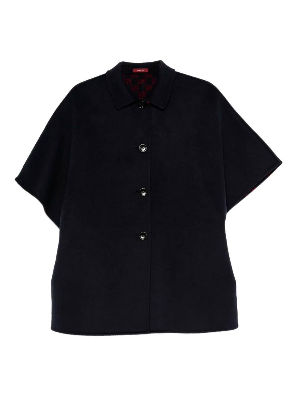Gucci Reversible `gg` Silk Wool Coat In Blue