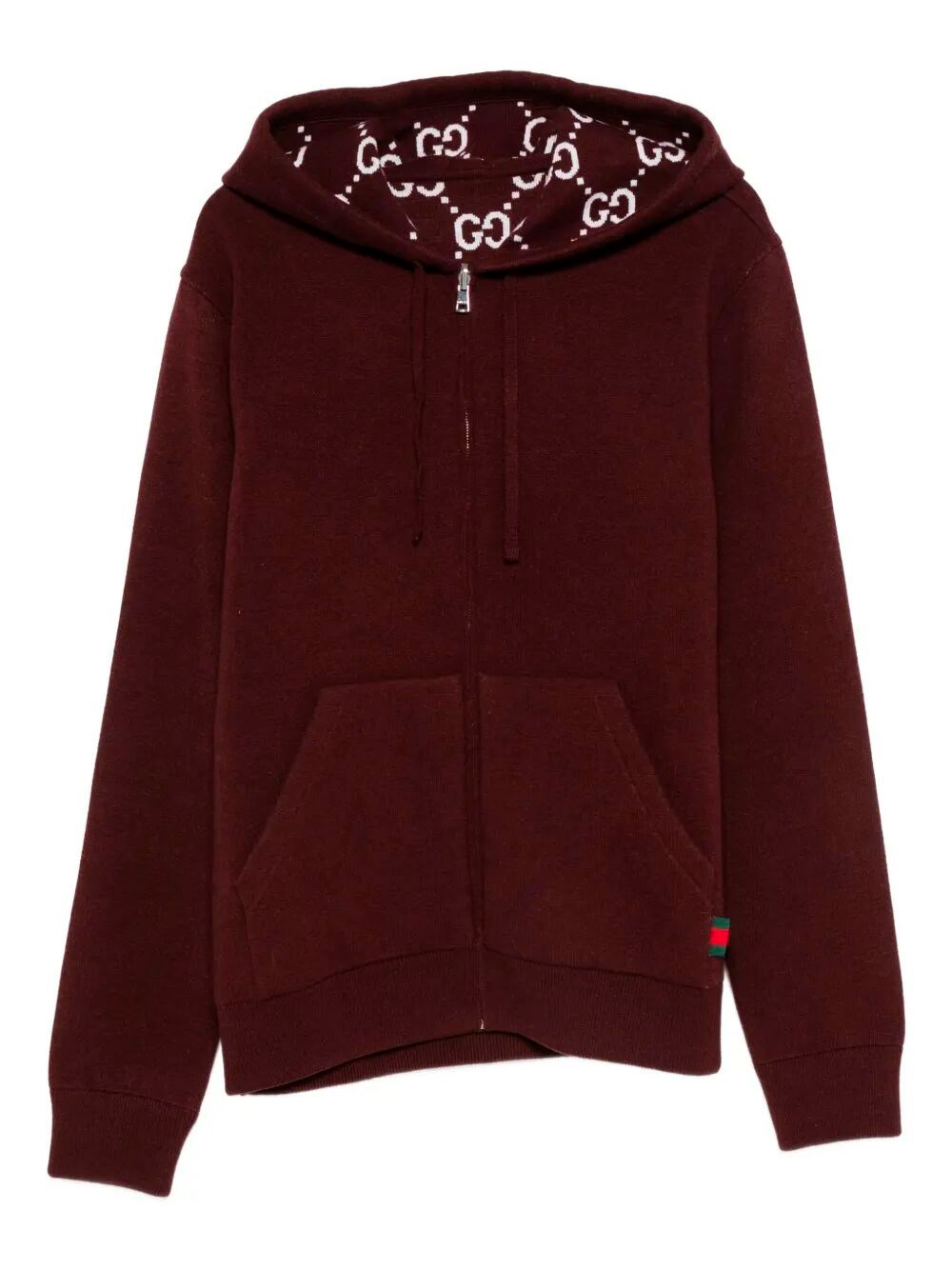 Gucci Men Reversible Wool Jacket With Gg Motif In Burgundy