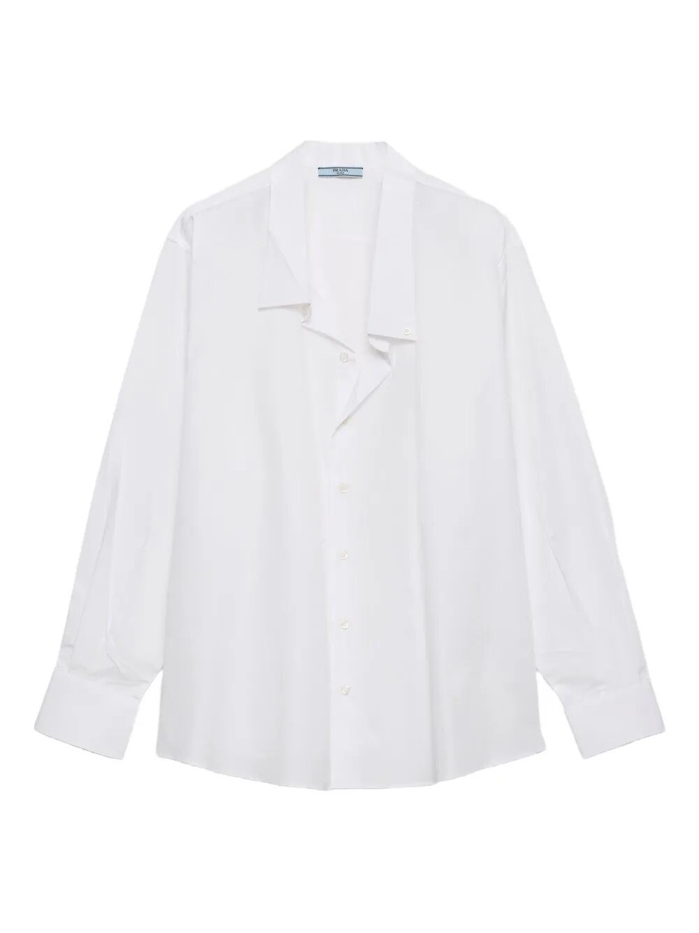 Prada Long Sleeve Collared Shirt With Cuffed Sleeves In White