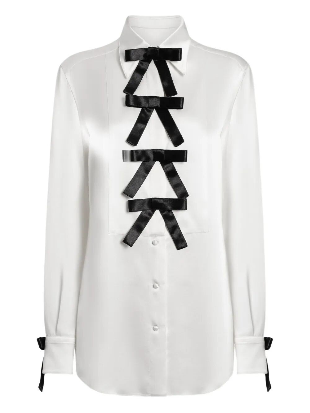 Dolce & Gabbana Silk Shirt With Bows And Long Sleeves In Multi