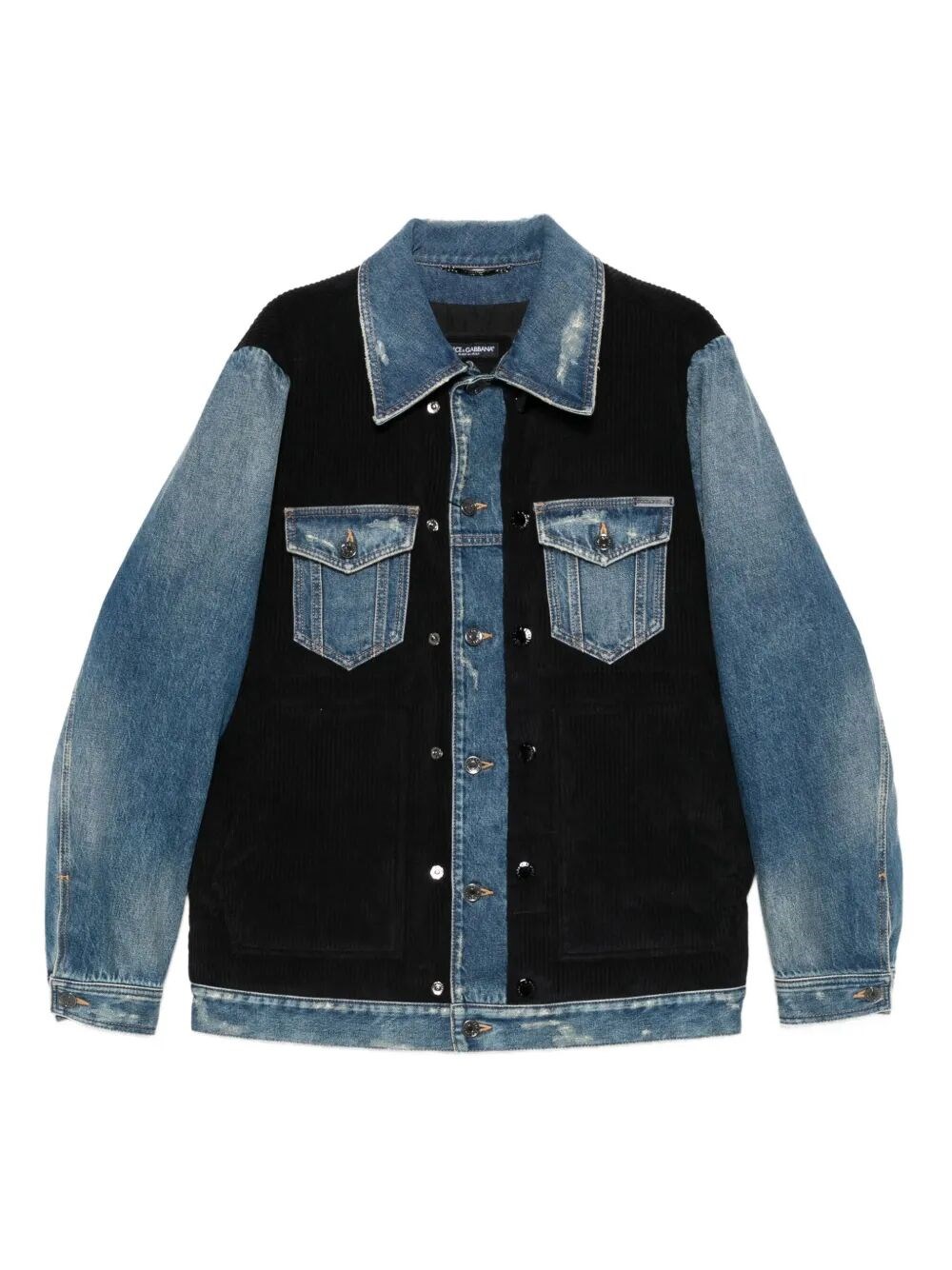 Dolce & Gabbana Denim-panelled Corduroy Jacket In Multi