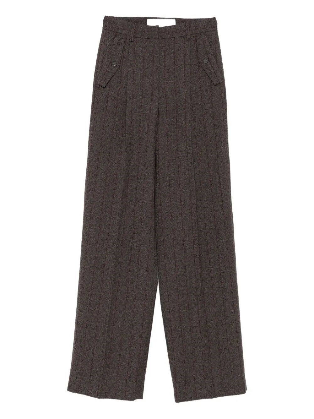 Golden Goose Brown Pinstripe Wool Wide-leg Trousers In Brown