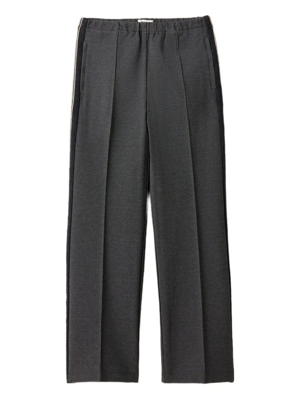 Miu Miu Knit Trousers With Side Stripe Detail In Gray