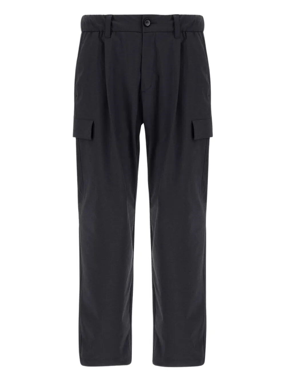Herno Anthracite Trousers With Cargo Pockets And Belt Loops In Black