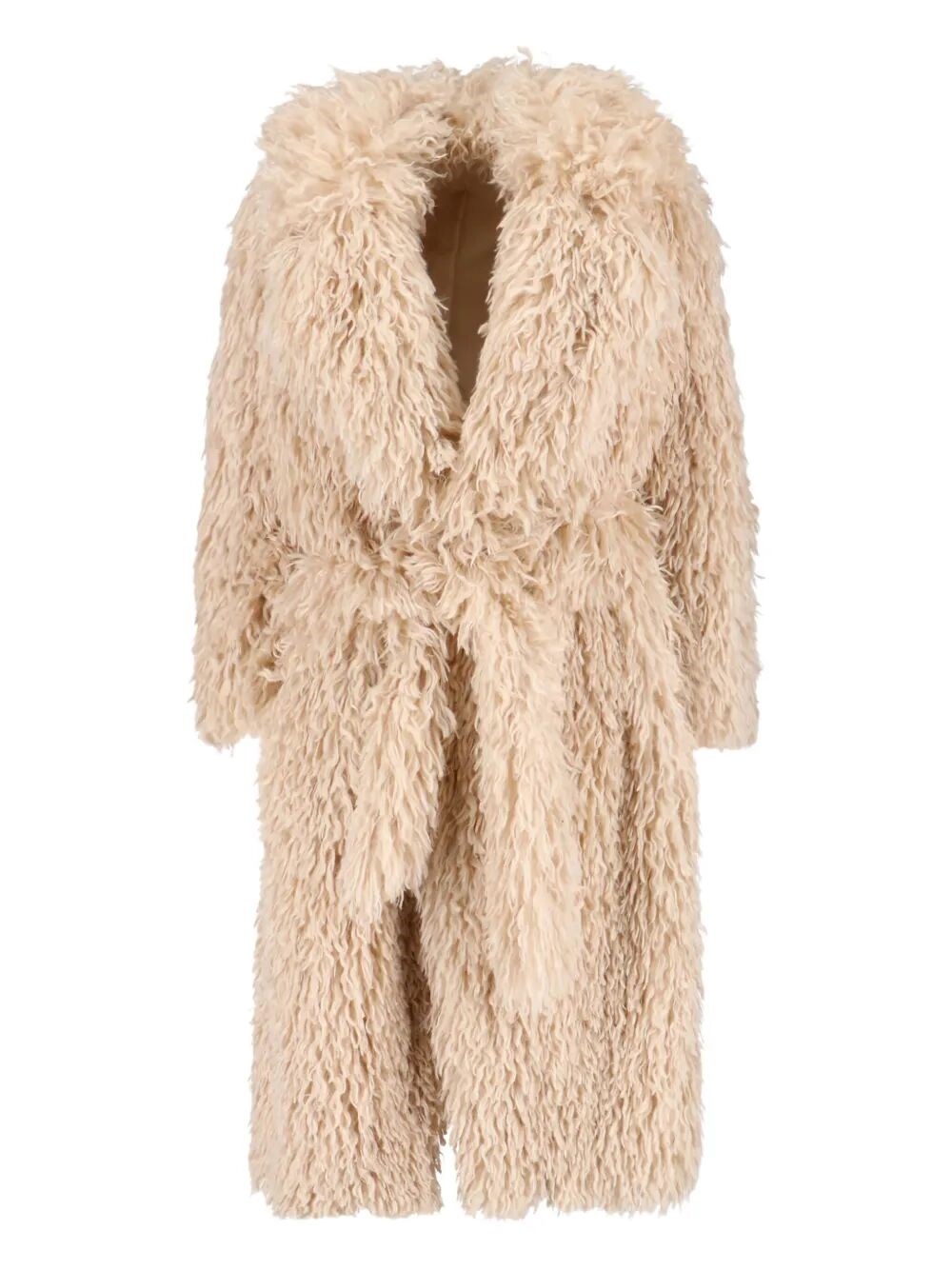 Tagliatore Waist Belted Long Length Textured Hooded Jacket In Brown