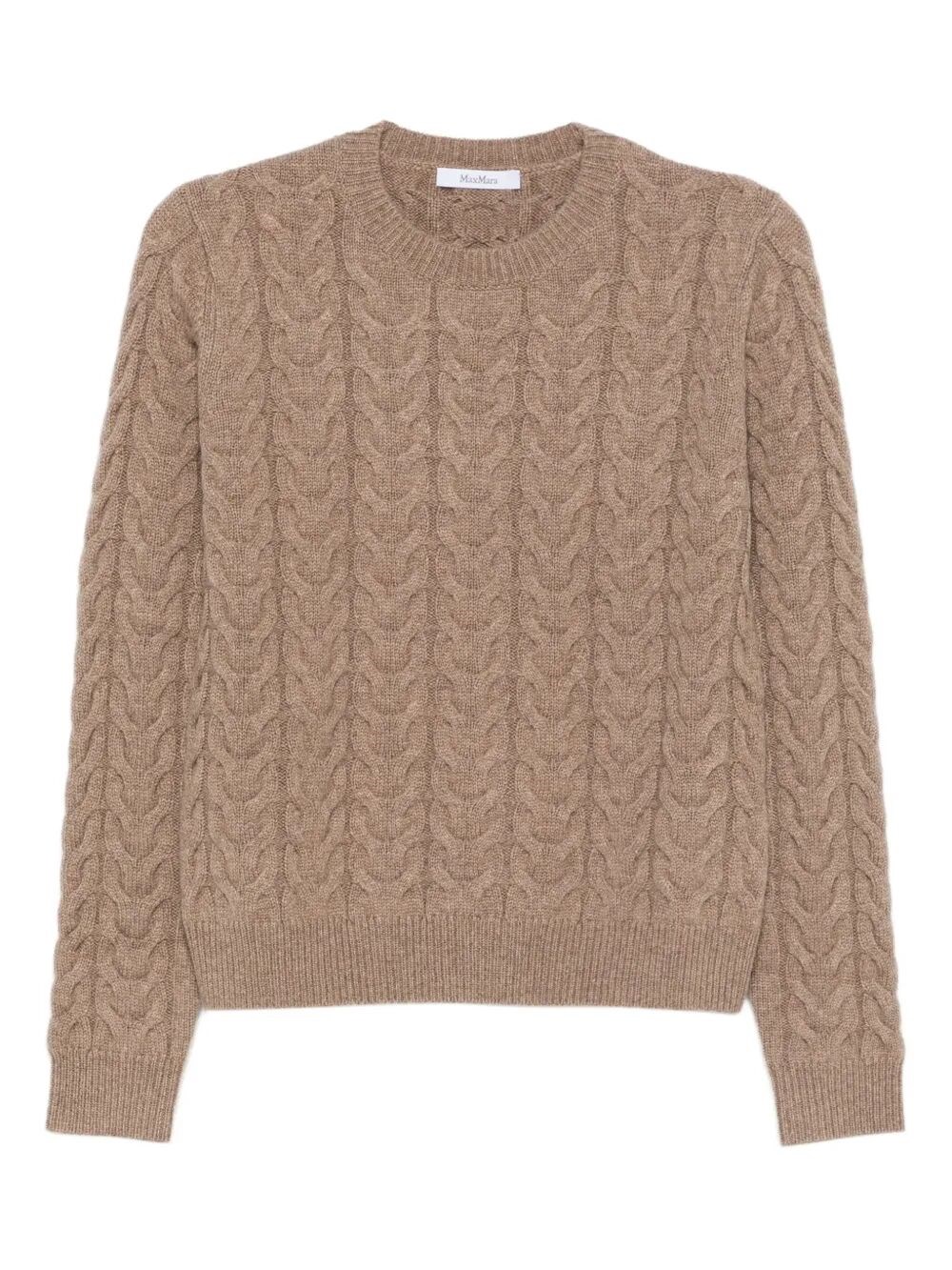 Max Mara Slim Fit Cable-knit Cashmere Pullover Clothing In Animal Print