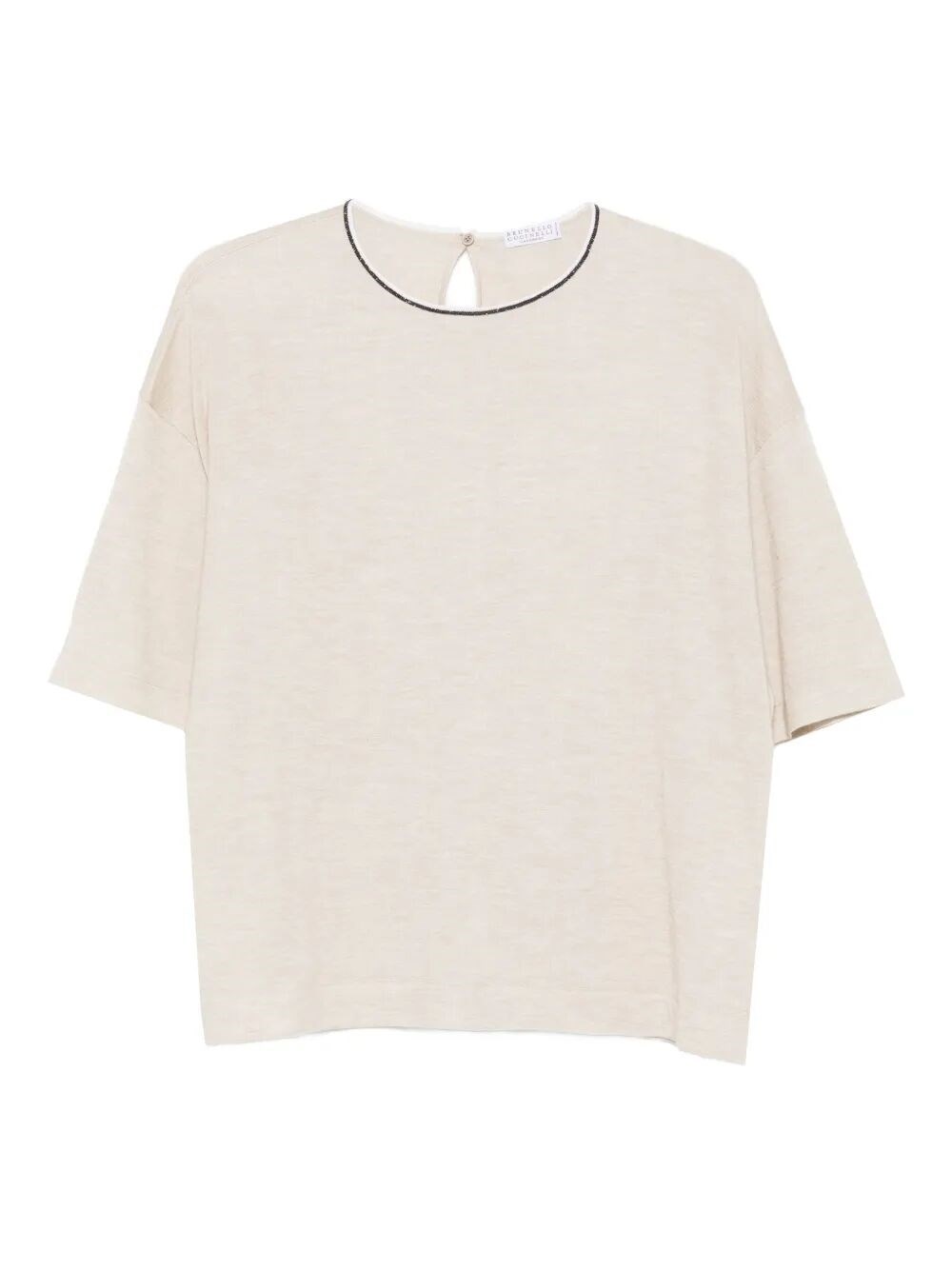 Brunello Cucinelli Crew-neck Cashmere-blend T-shirt In Neutral