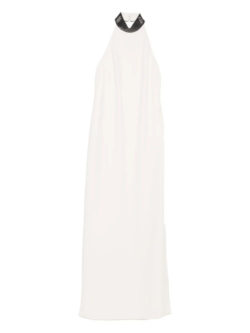 Brunello Cucinelli Halterneck Embellished Dress In White