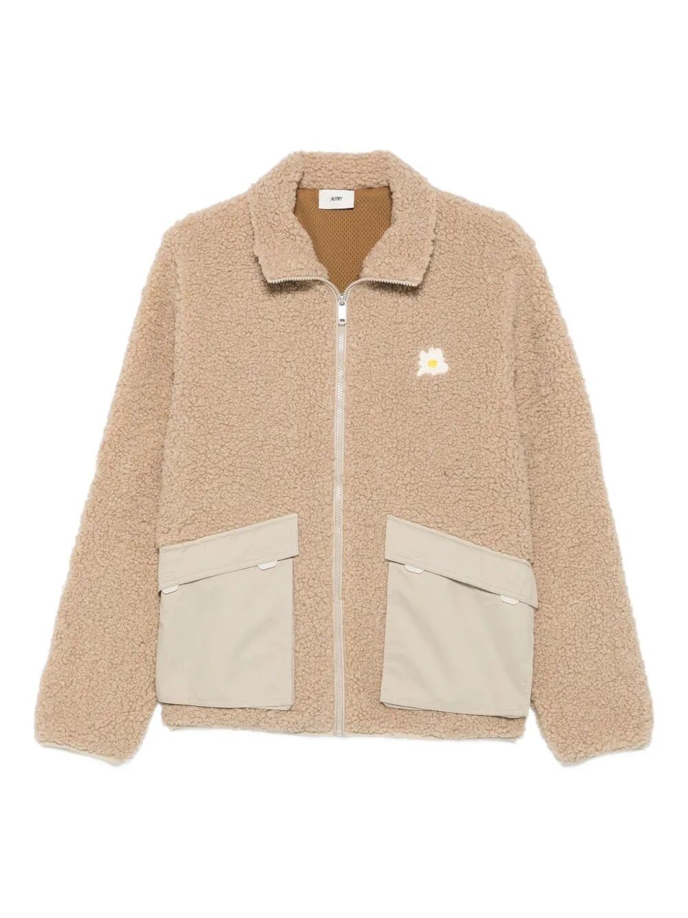 Autry Daisy-embroidered Fleece Jacket In Neutral