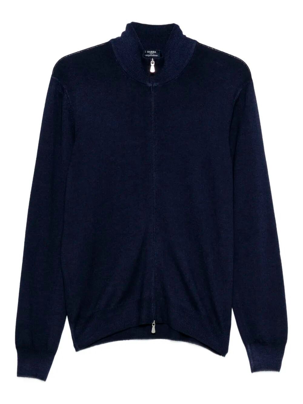 Barba Napoli Zip-neck Wool Sweater In Blue