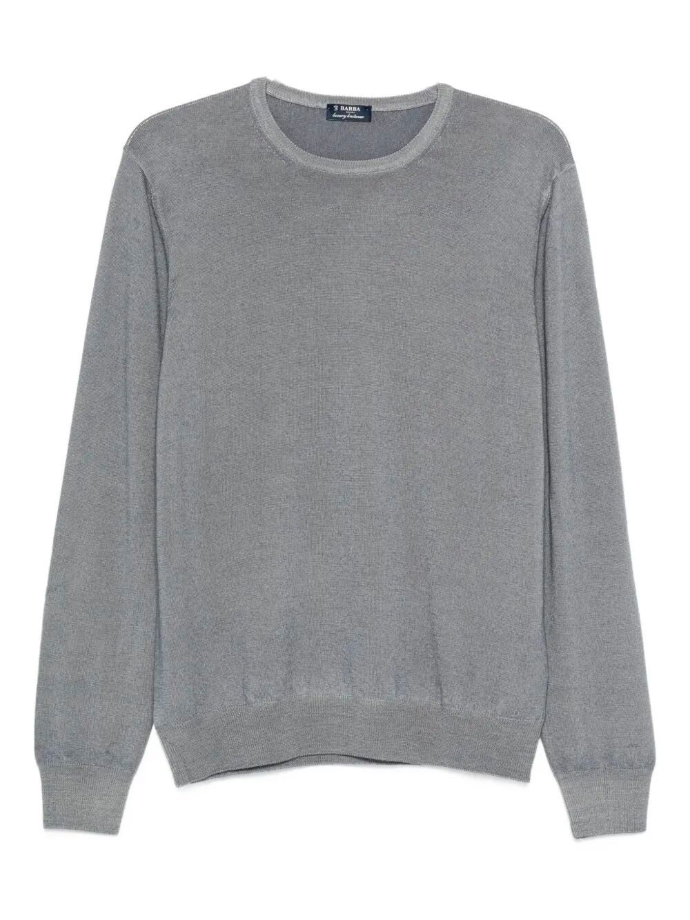 Barba Napoli Crew-neck Wool Sweater In Gray