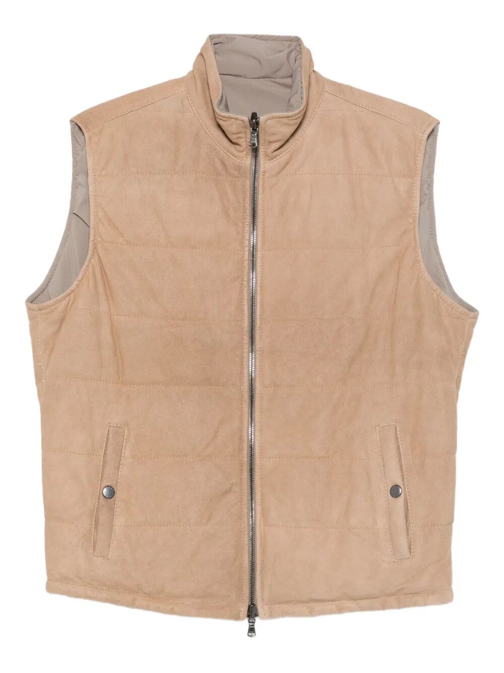 Barba Napoli Quilted Suede Gilet In Neutral