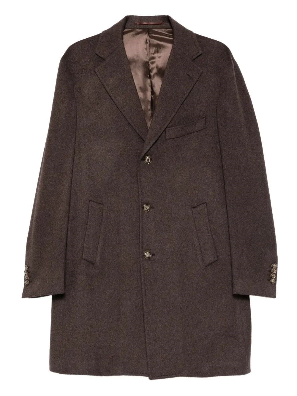 Barba Napoli Button-fastening Coat In Brown