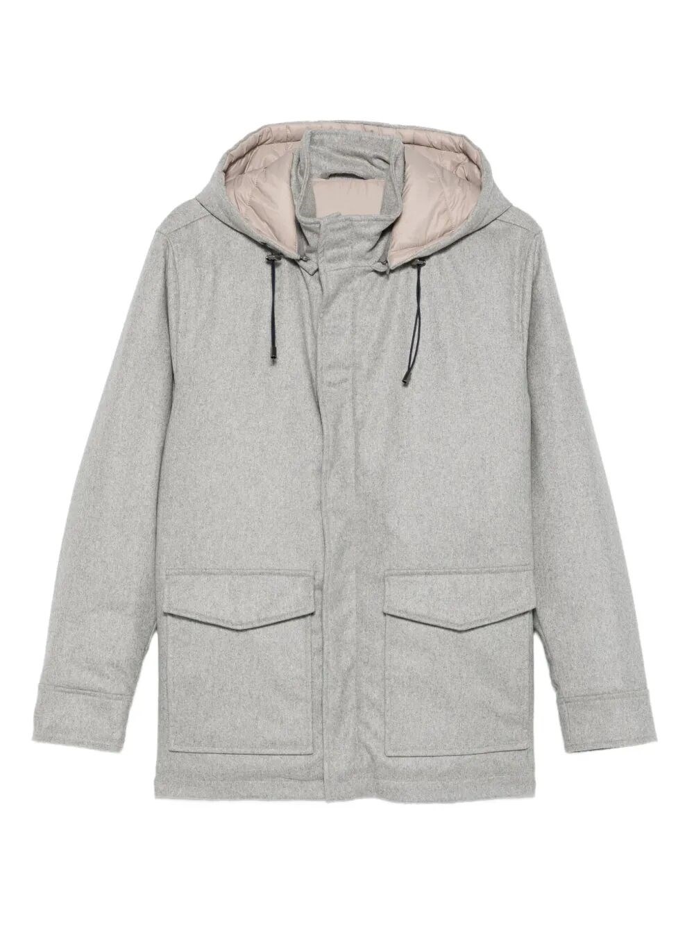 Barba Napoli Padded Drawstring-hood Jacket In Gray