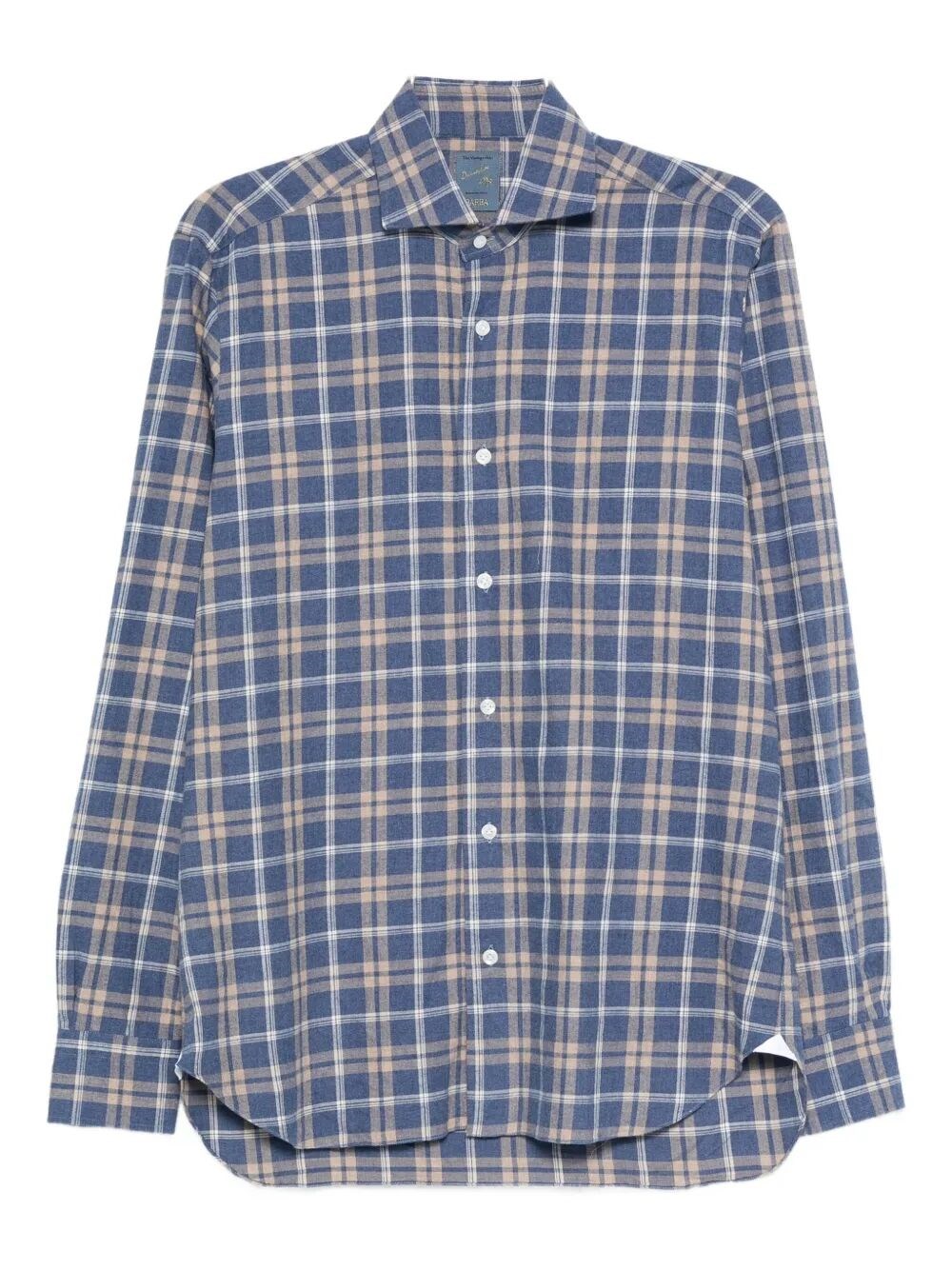 Barba Napoli Checked Long-sleeved Shirt In Blue
