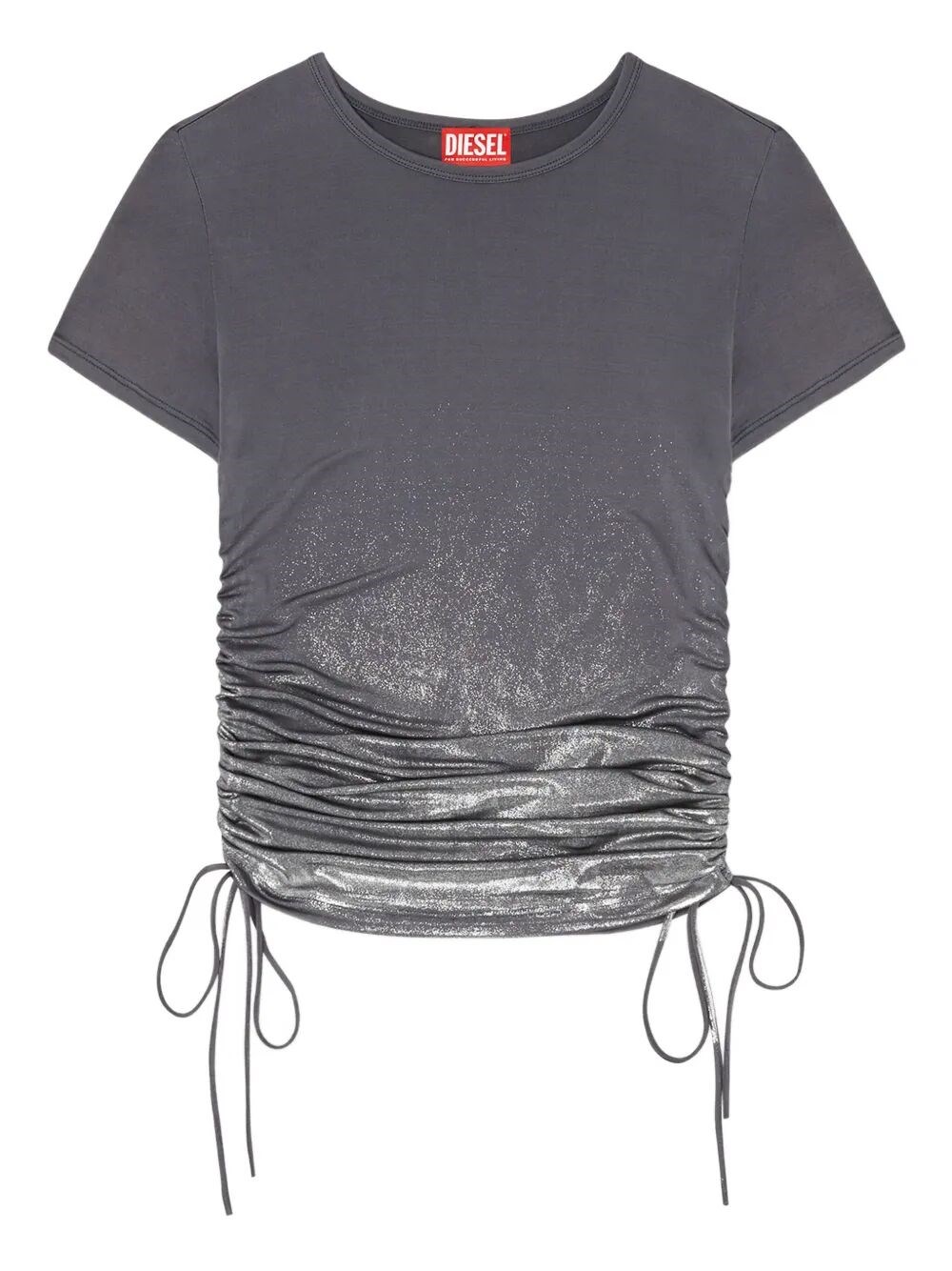 Diesel T-rey Metallic-detail Cinched Top In Gray