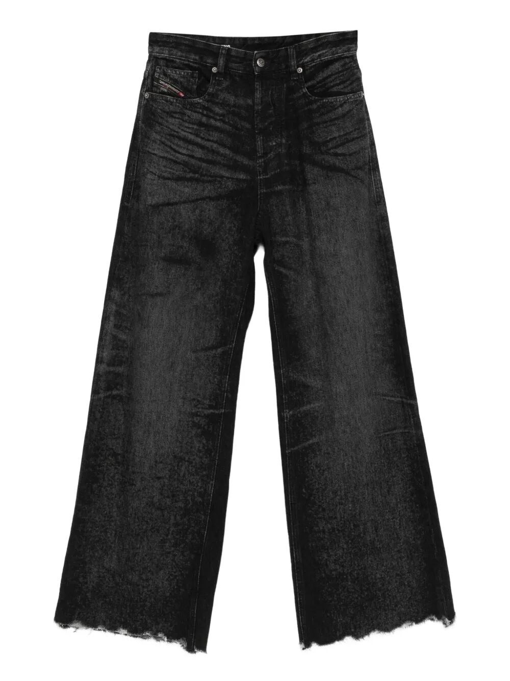 Diesel Jeans Wide Leg Effetto Consumanto In Black