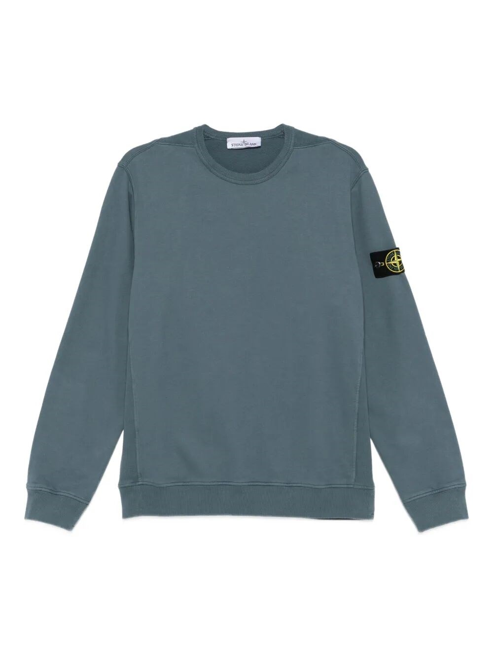 Stone Island Crew Neck Sweatshirt With Ribbed Cuffs And Inserts In Blue