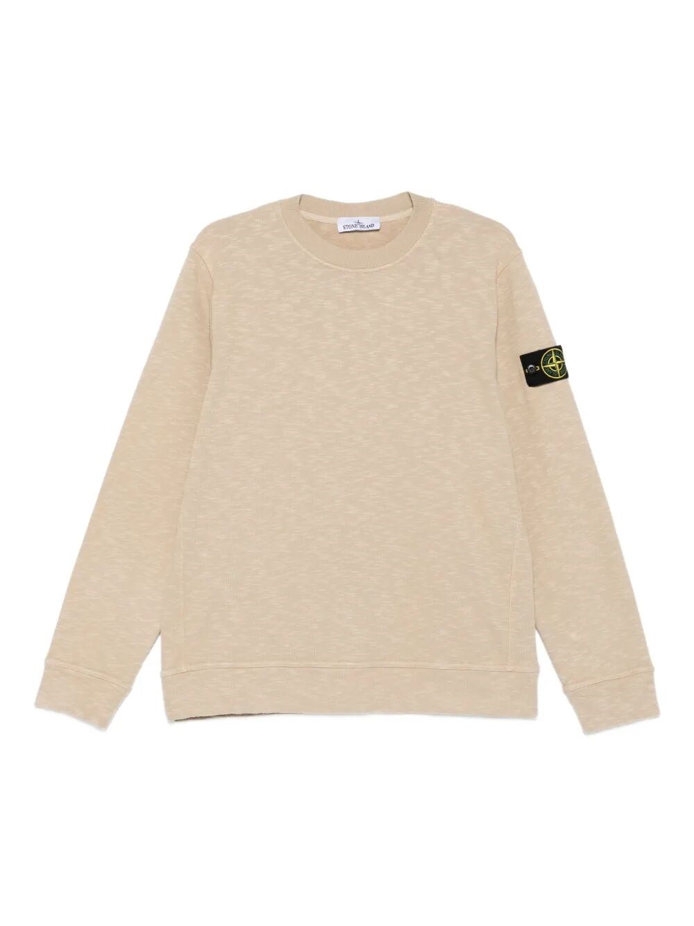 Stone Island Crew Neck Long Sleeve Sweatshirt With Ribbed Cuffs And Hem In Neutral