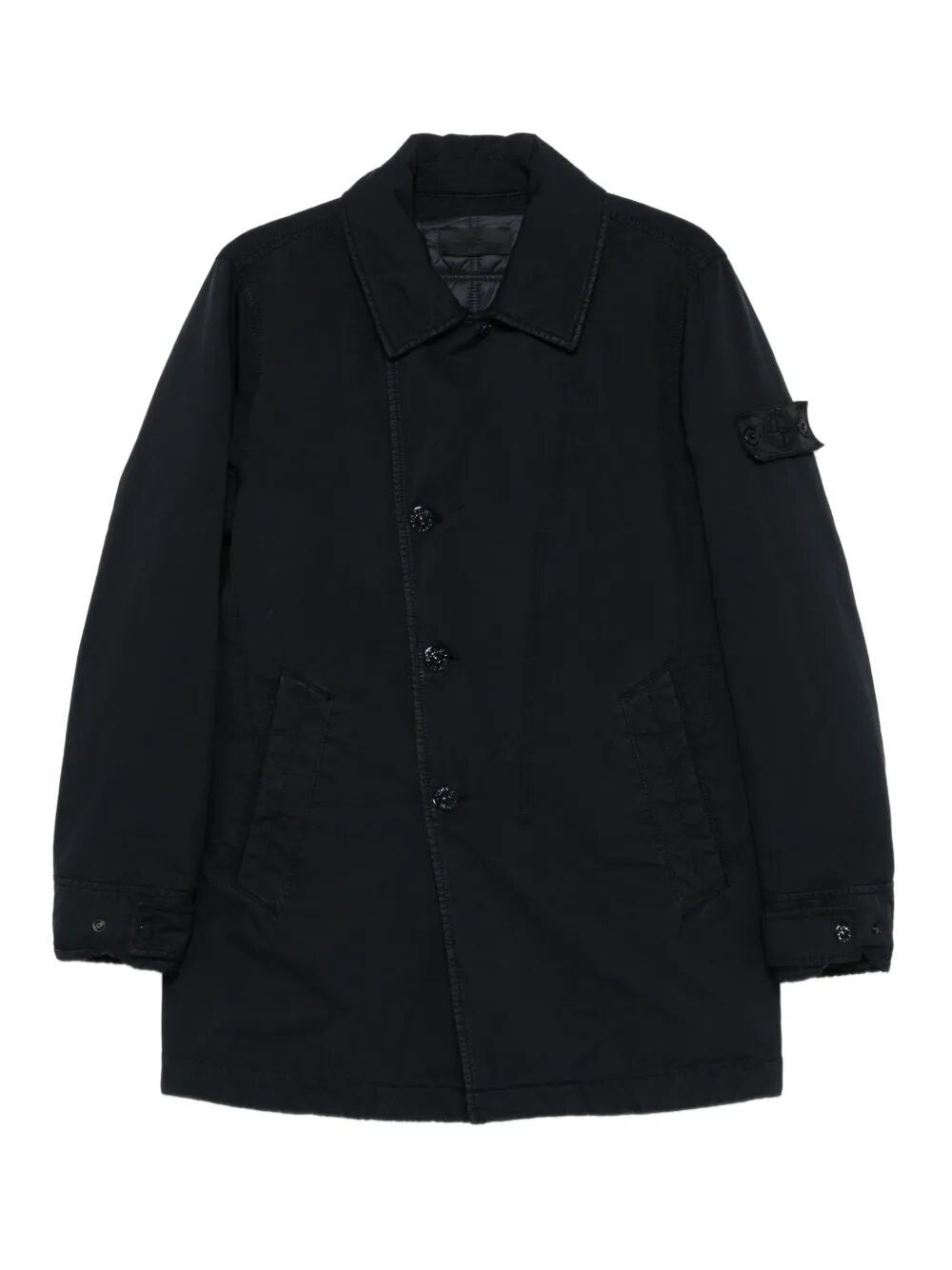Stone Island Button-fastening Coat In Blue