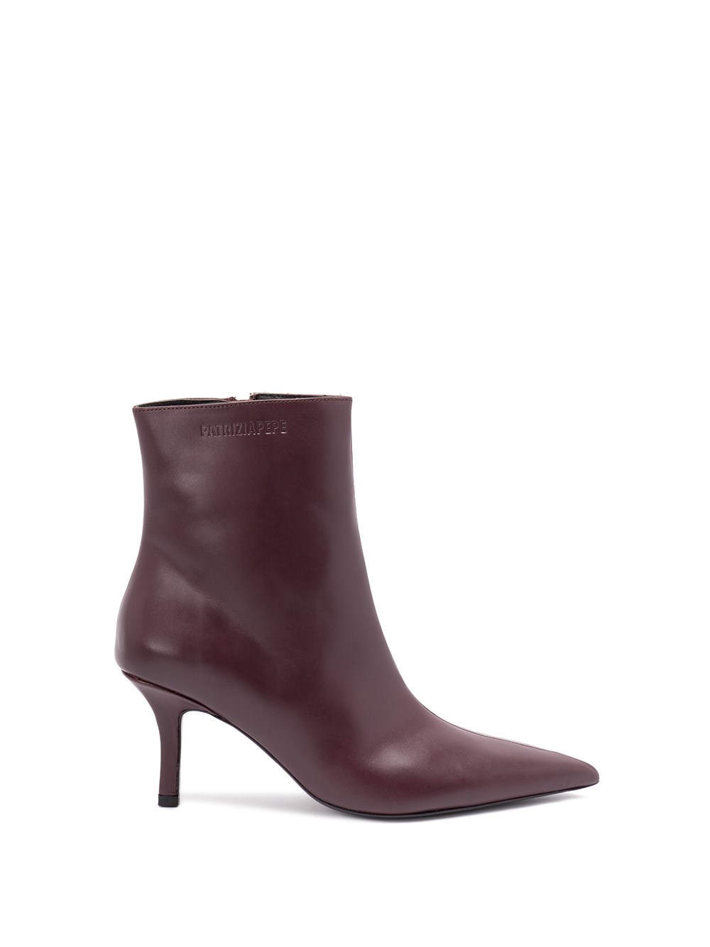 Patrizia Pepe 75mm Leather Pointed-toe Heeled Boots In Brown