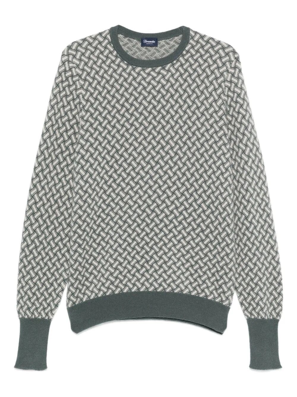 Drumohr Geometric-pattern Cashmere Sweater In Green