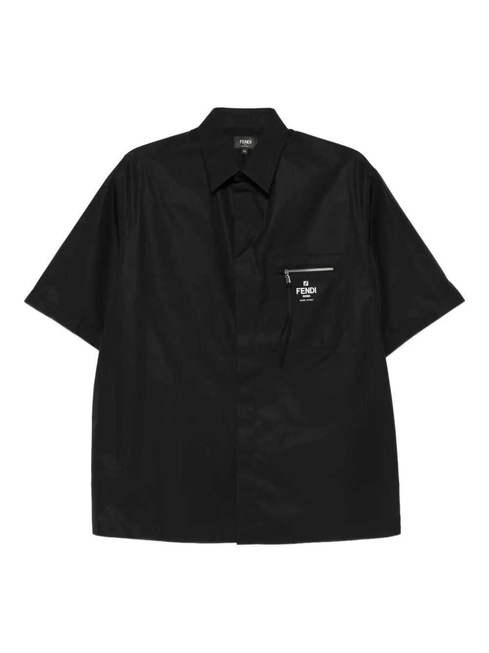 Fendi Zip-pocket Shirt In Black