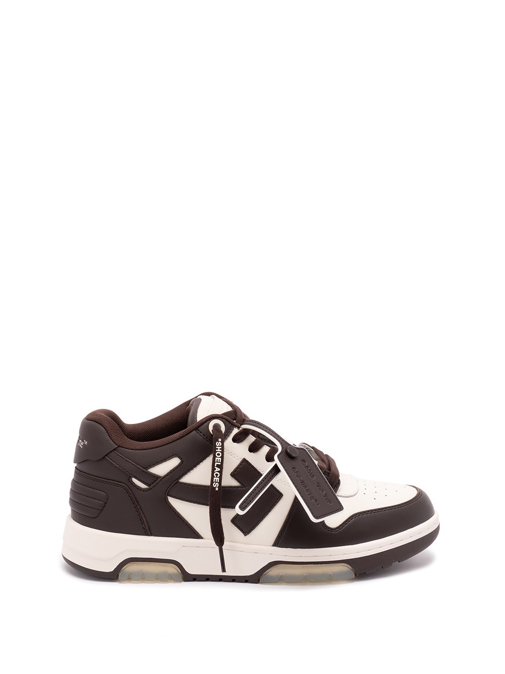 Off-white Our Of Office Arrow-patch Leather Sneakers In Brown