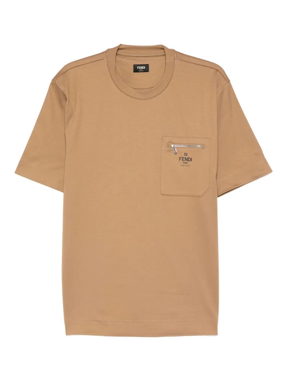 Fendi Roma` Print T-shirt In Brown