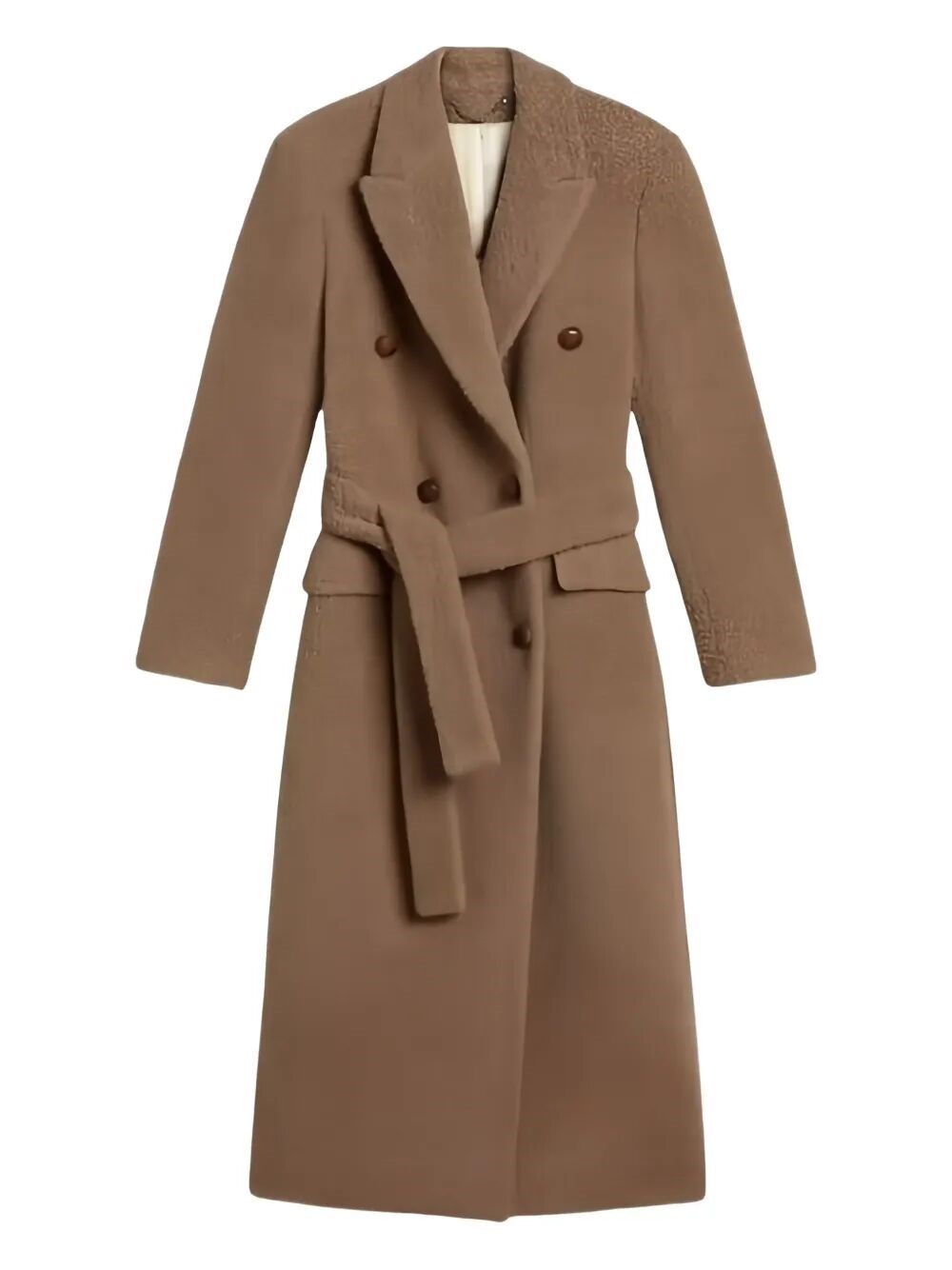 Golden Goose Journey Ws Double Breasted Coat With Detachable Belt Casentino Wool In Brown